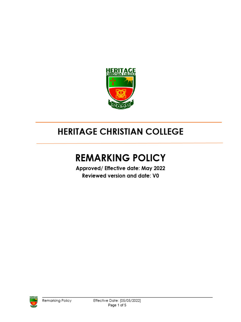 Heritage Remarking Policy Documentation | PDF