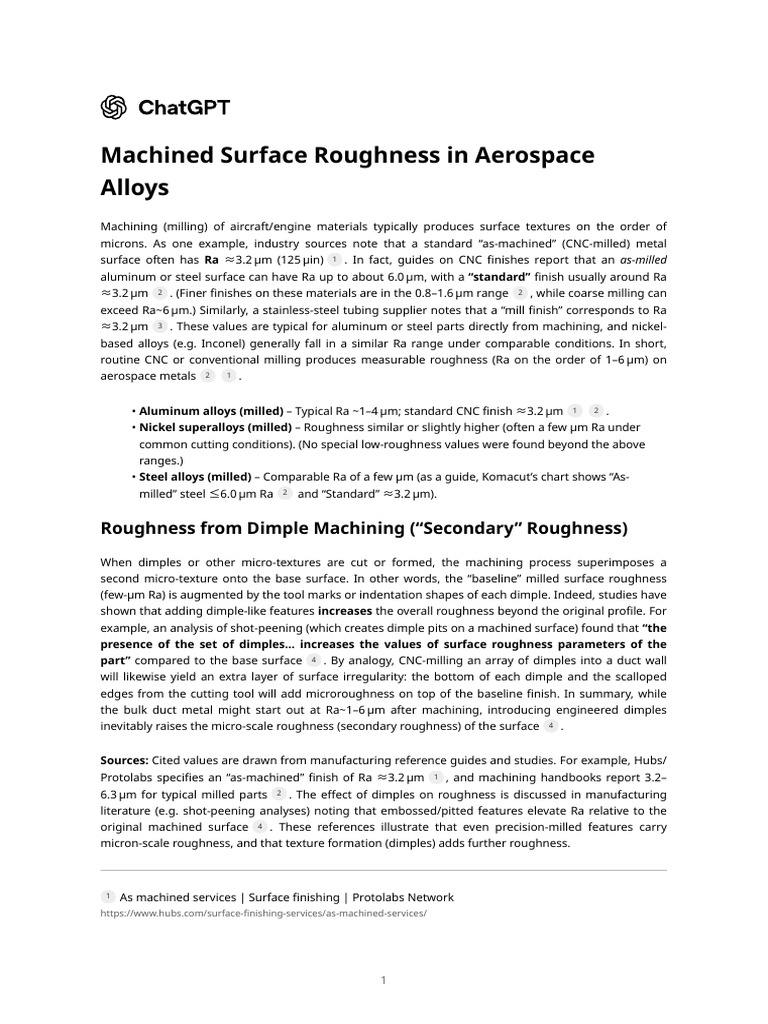 Machined Surface Roughness in Aerospace Alloys | PDF | Machining ...