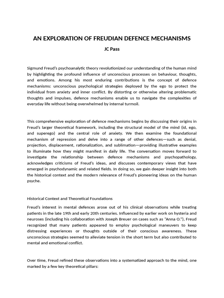 An Exploration of Freudian Defence Mechanisms | PDF | Sigmund Freud ...