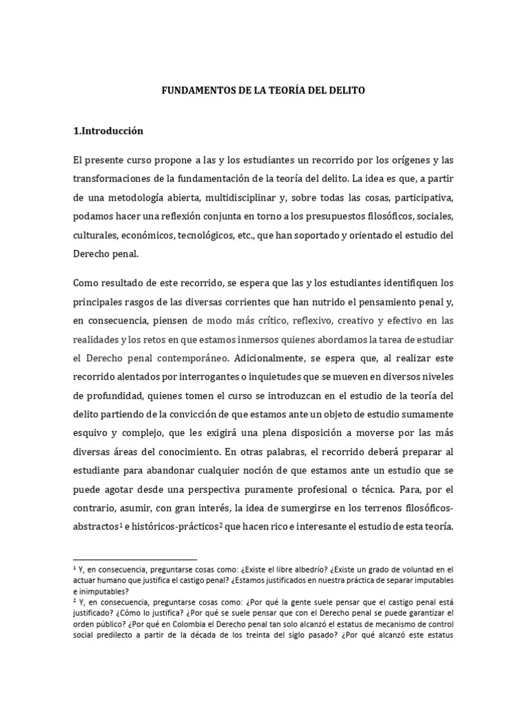Fundamentos de La Teoría Del Delito | PDF | Derecho penal | Universidad