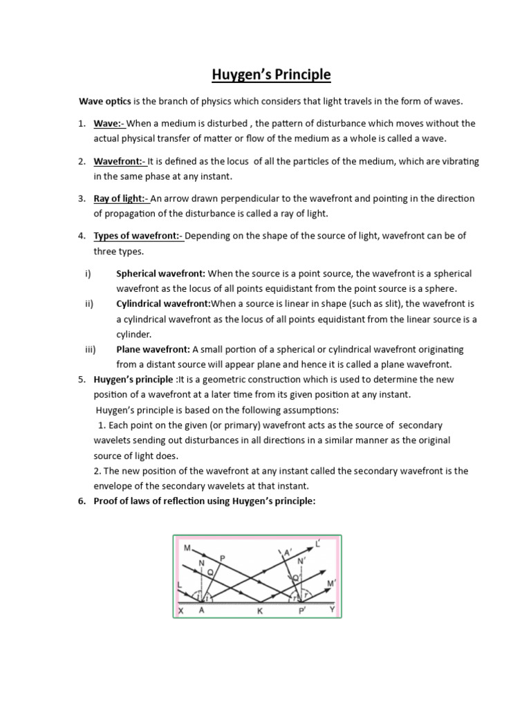 Huygen's Principle | PDF | Waves | Reflection (Physics)
