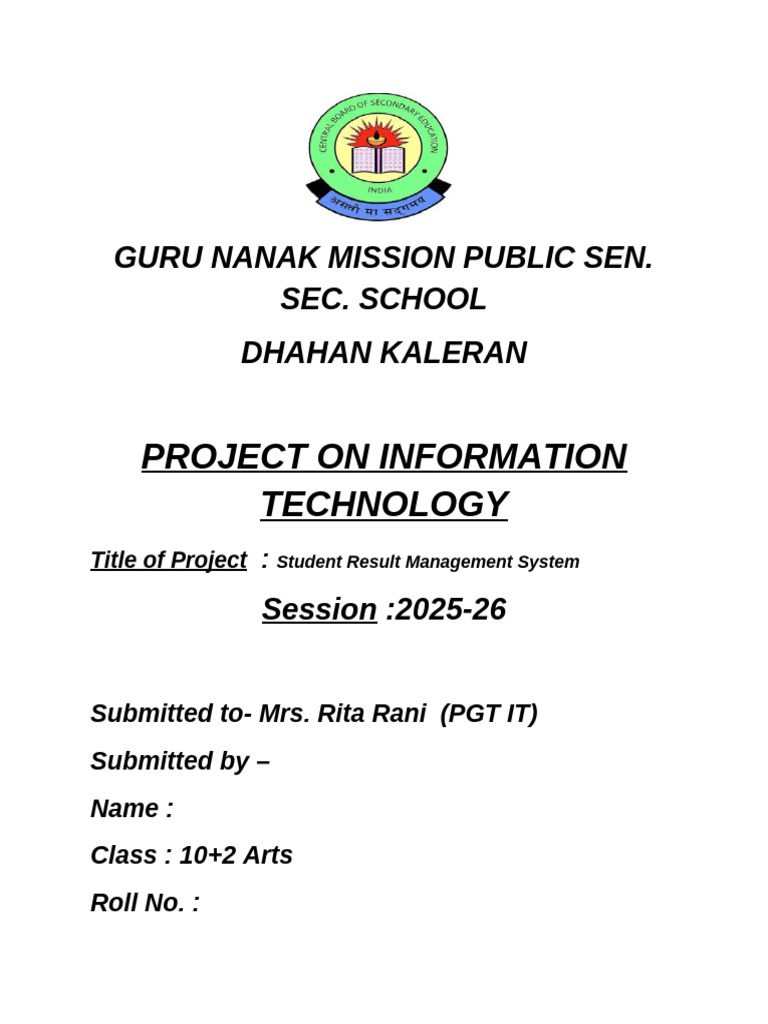 Project On Information Technology: Guru Nanak Mission Public Sen. Sec ...