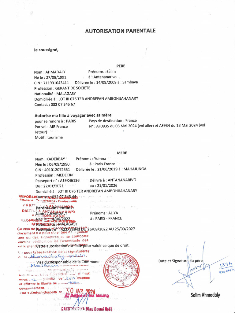 Autorisation Parentale | PDF