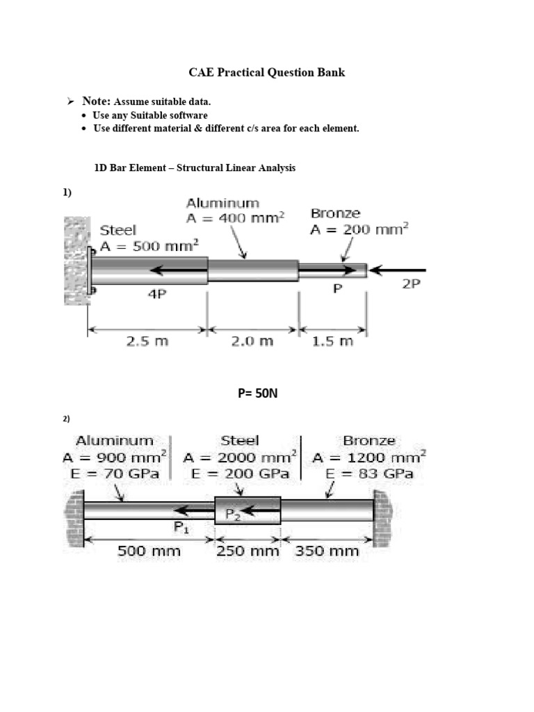 1D Structural Analysis - CAE Practical Question Bank | PDF