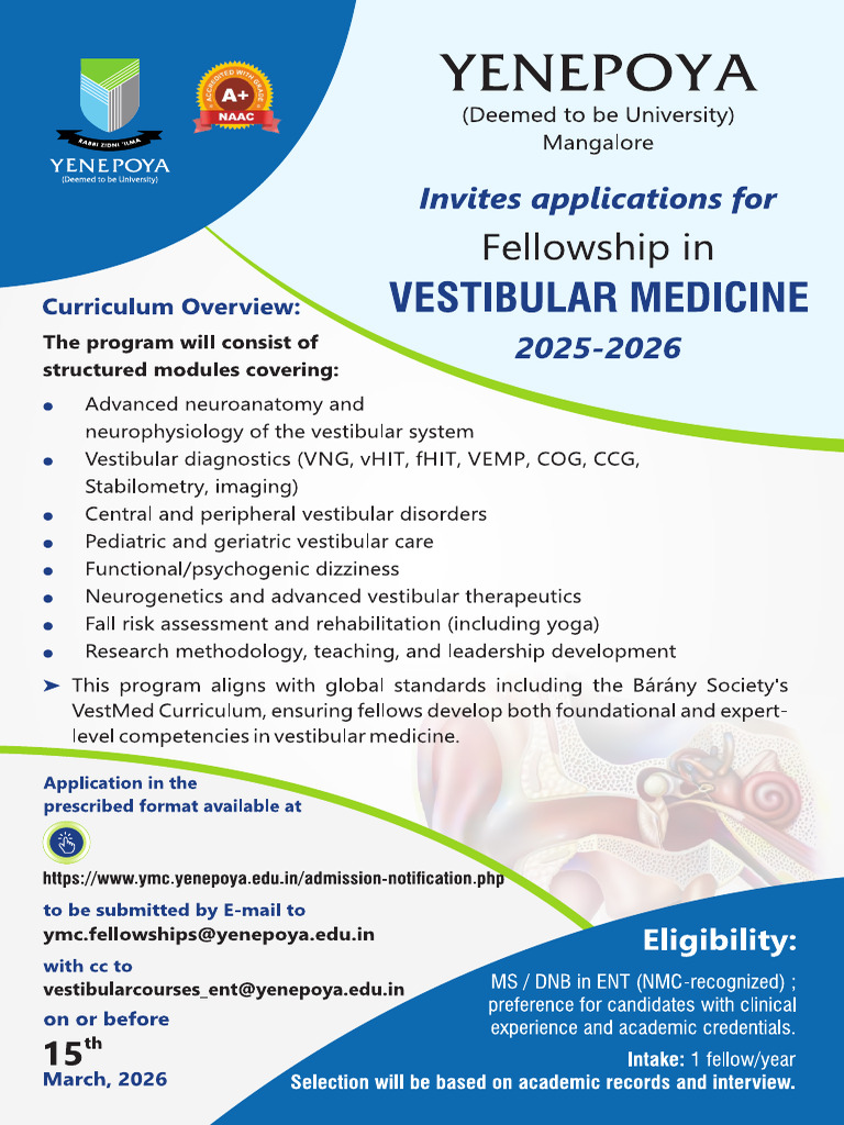 Fellowship in Vestibular Medicine - Brochure | PDF