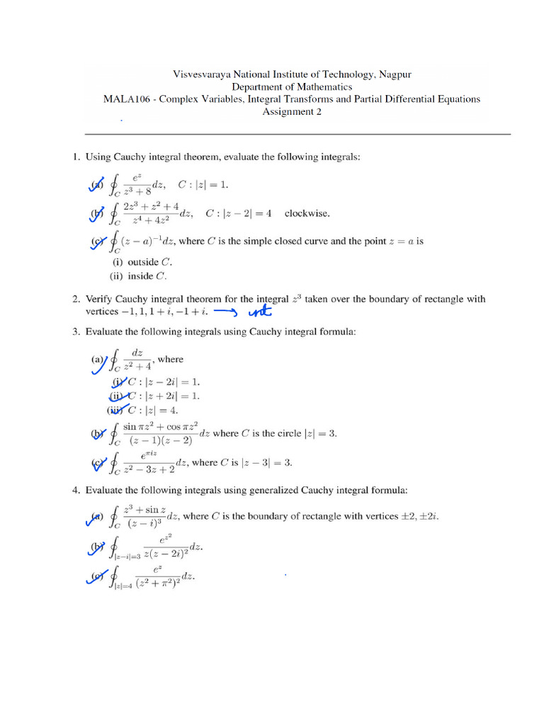 Complex Variable Assignment 2 | PDF