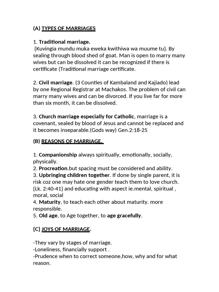 Types of Marriages 1 | PDF