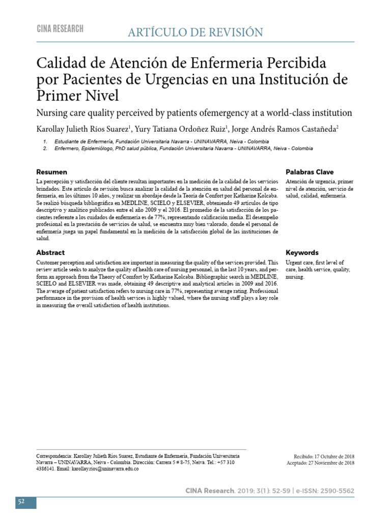 Jesus roa,+A6V3N1+52-59+172 | PDF | Enfermería | Hospital