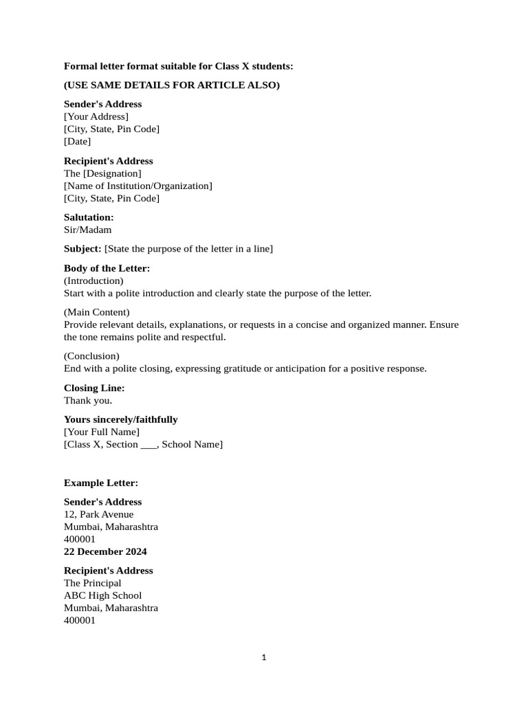 Formal Letter Class X Mcb-1 | PDF | Sustainability | Conservation Biology