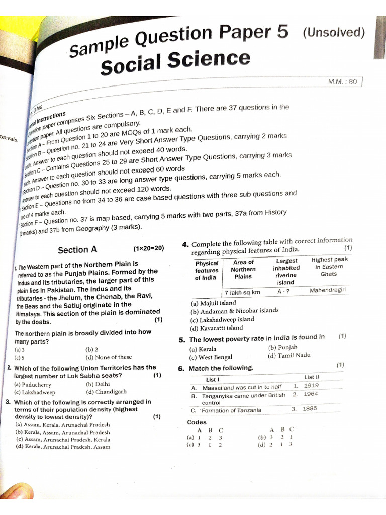 Sample Paper 5 | PDF