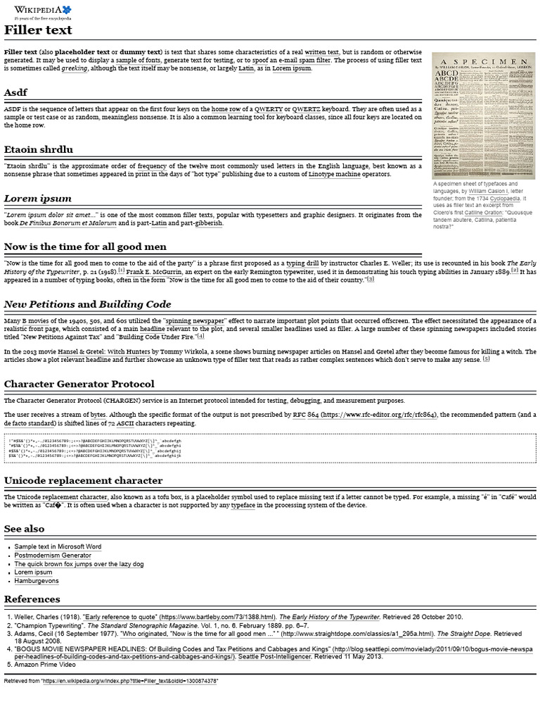 Filler Text - Wikipedia | PDF | Text | Typography