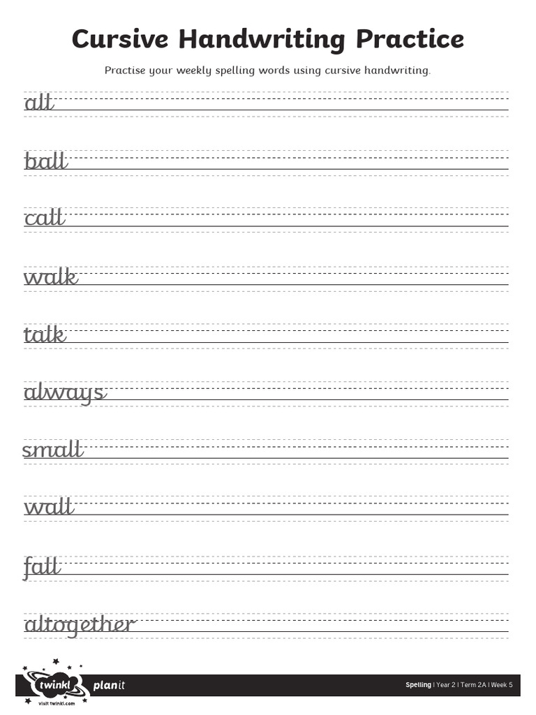 Cursive Handwriting Practice Sheet | PDF