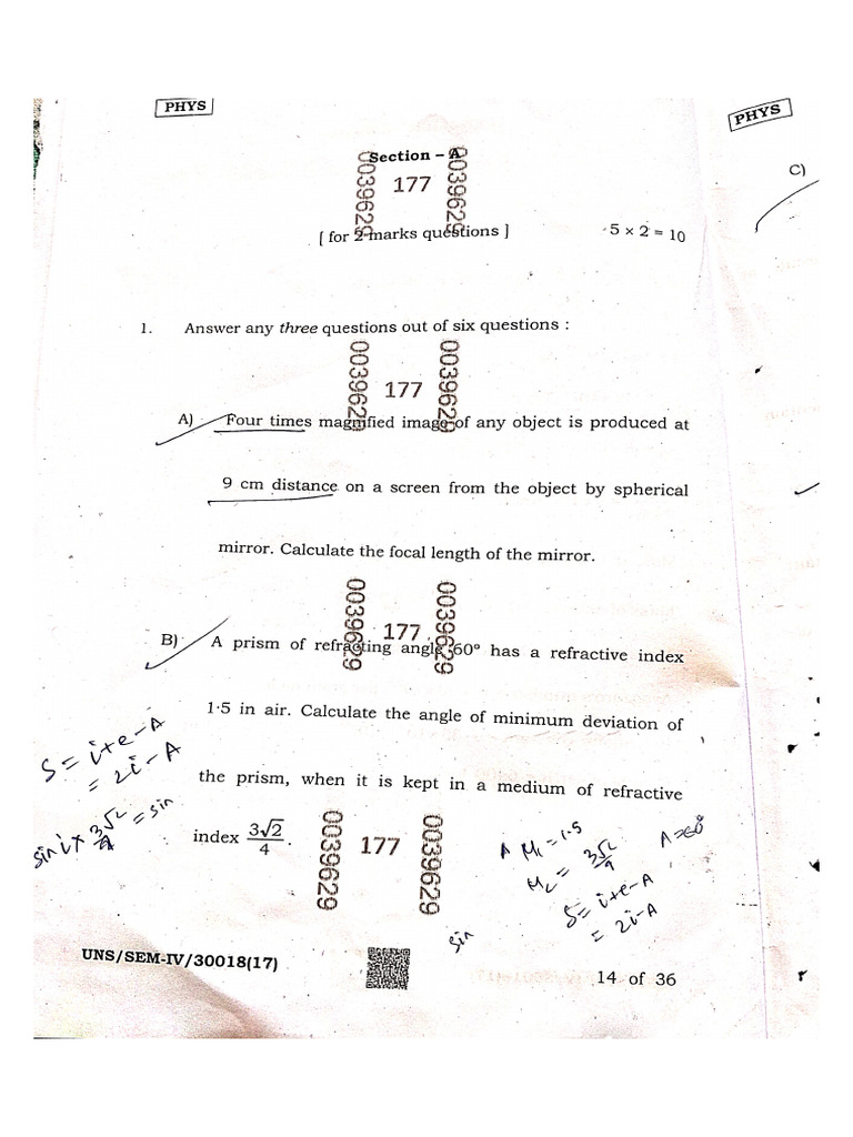 Physics Paper Sem 4 | PDF