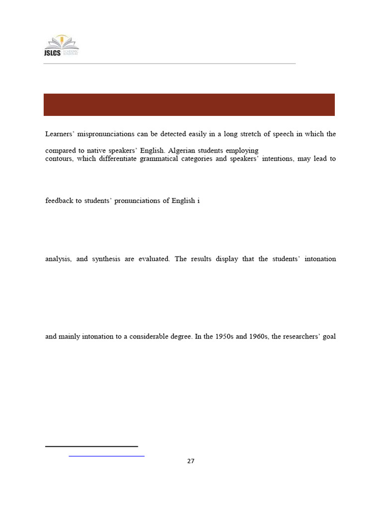 Analysis of Algerian Students English Intonation Deviations With The ...