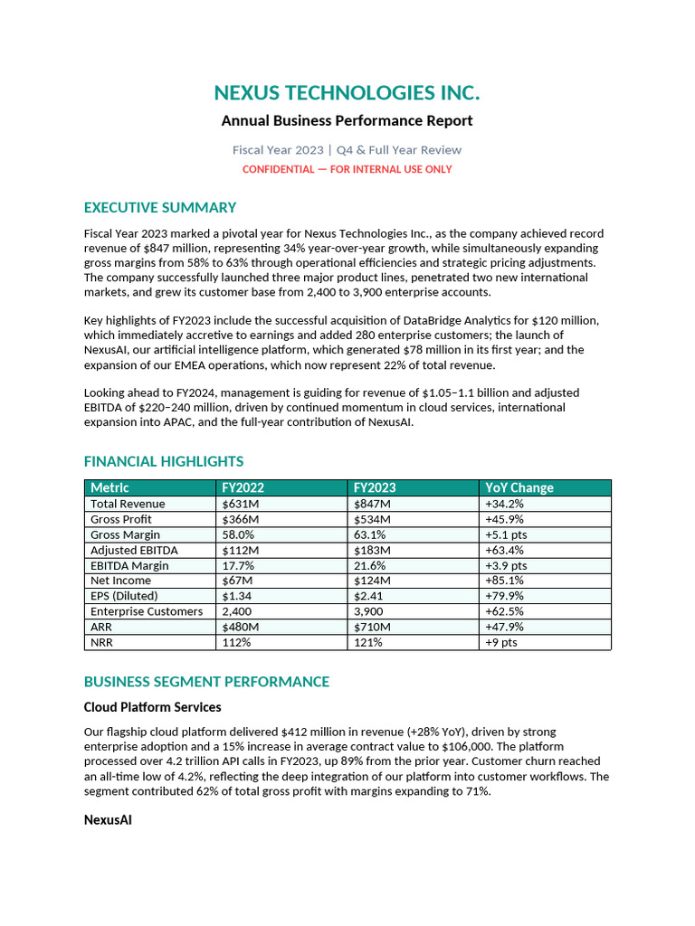 Business Performance Report | PDF | Business Economics | Business