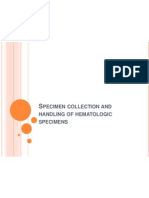 Specimen Collection and Handling of Hematologic Specimens