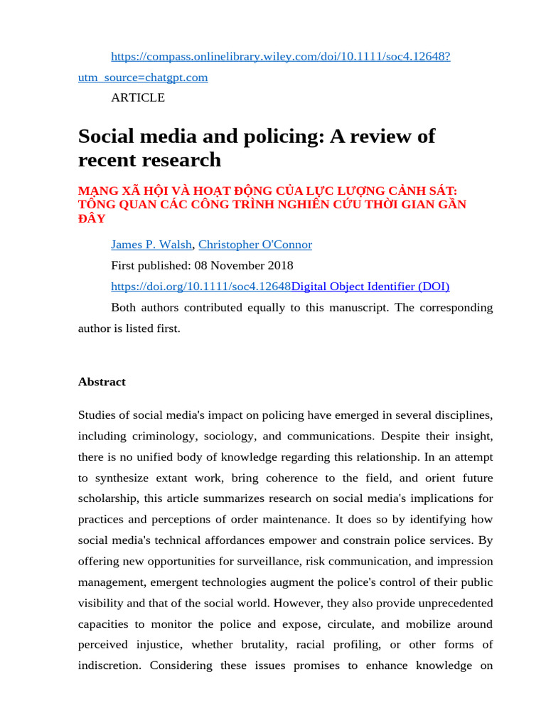 4 Social Media and Policing - A Review of Recent Research | PDF ...