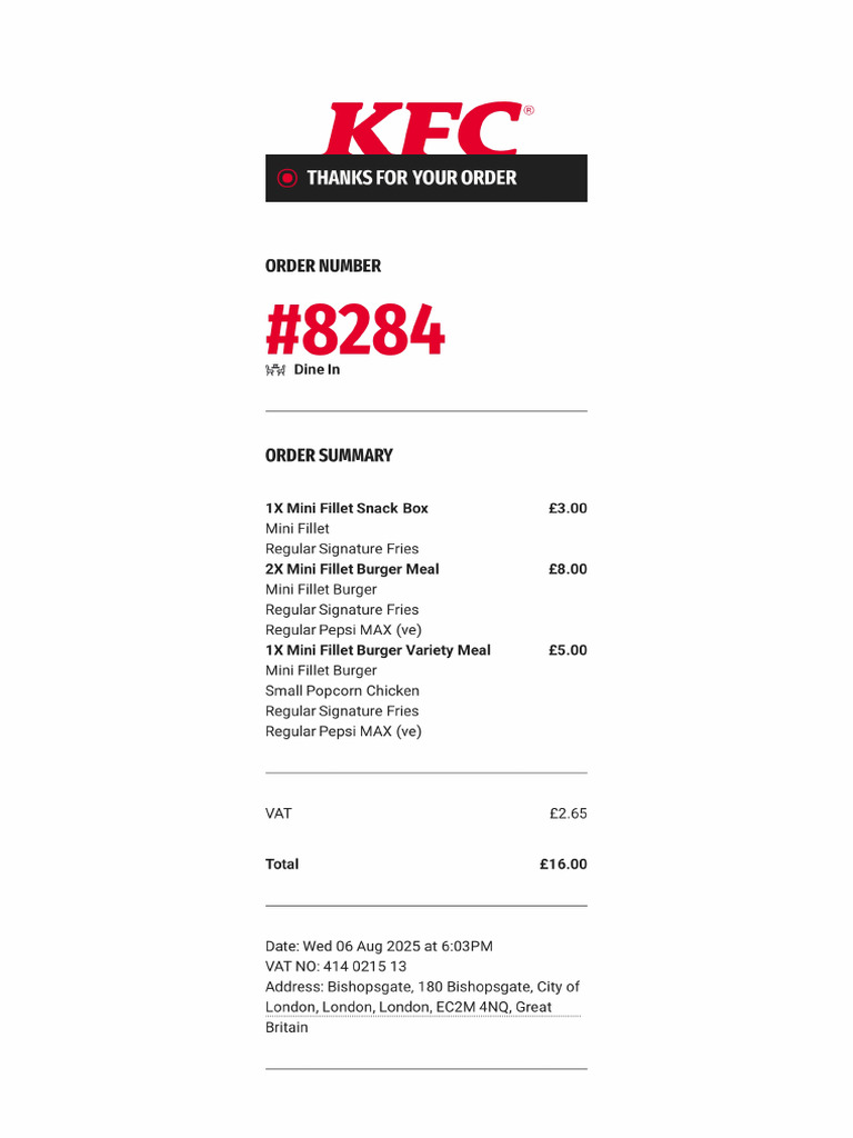 KFC Receipt 06 08 2025 8284 | PDF