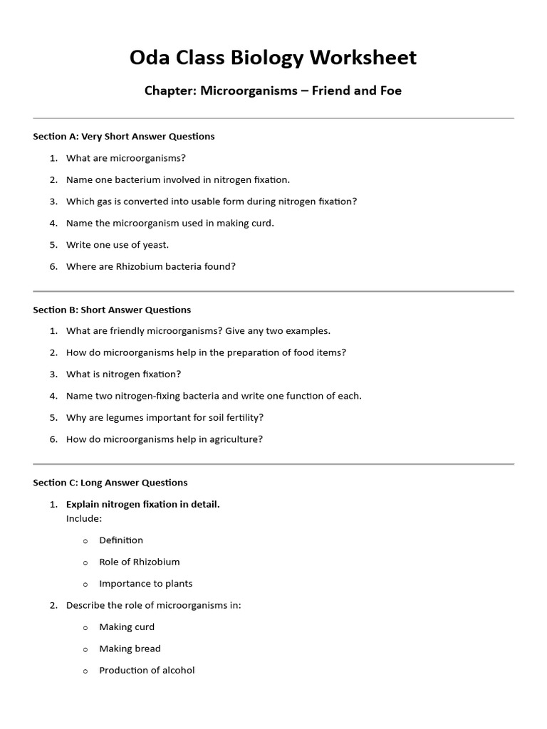 Bio Worksheet | PDF