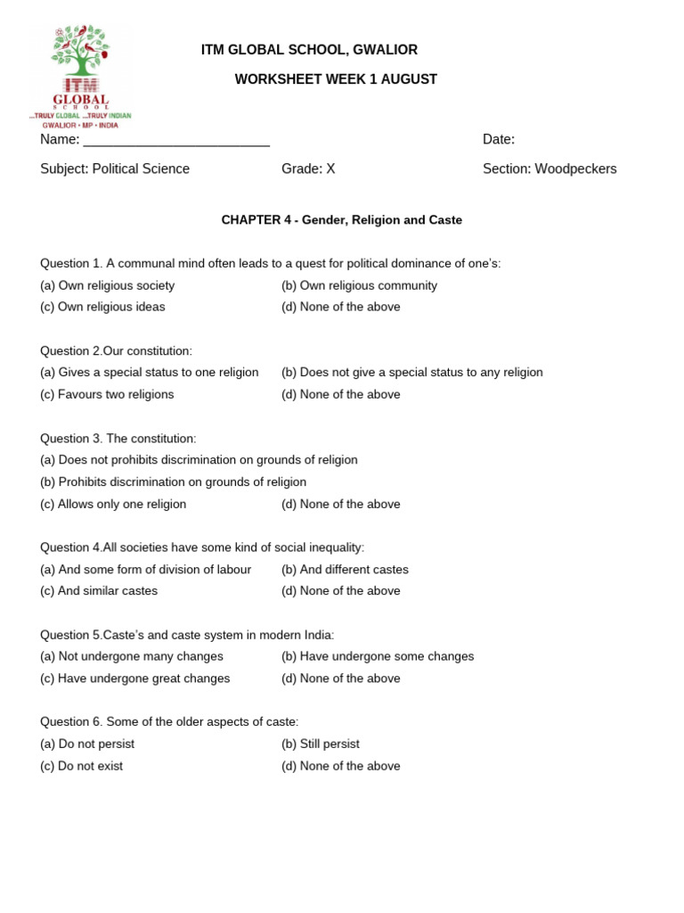 10th Pol Sci Ws August Week 1 | PDF