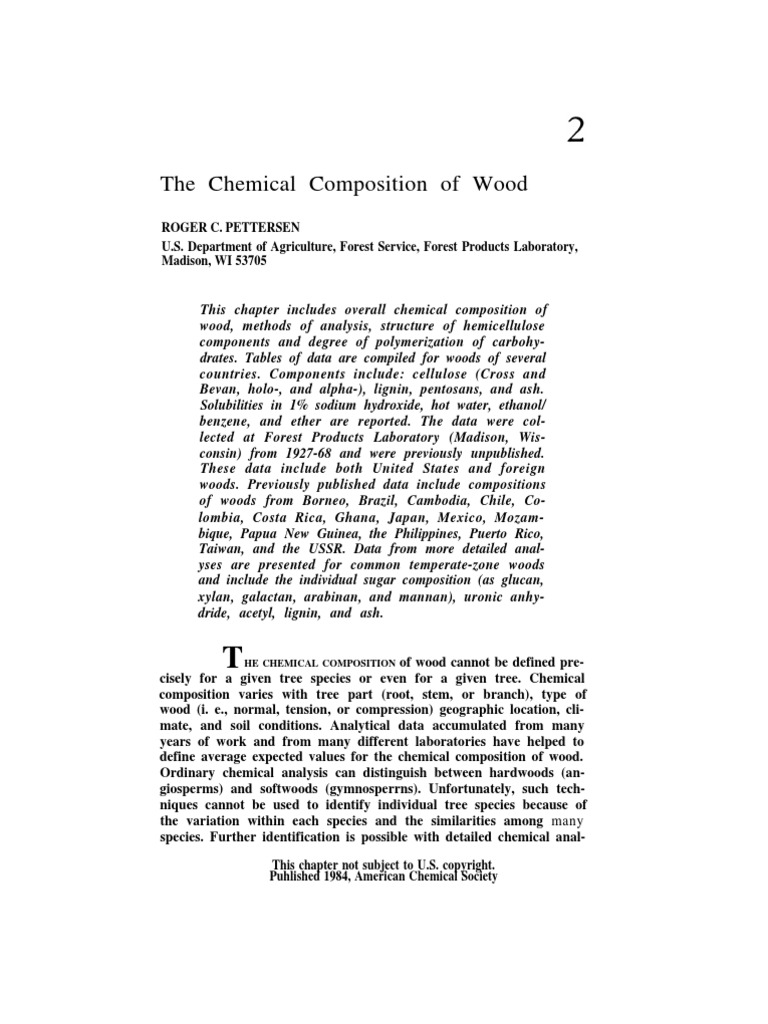 Chemical Composition of Wood PDF