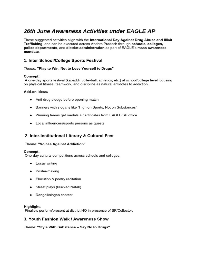 26th June Awareness Activities Under EAGLE AP | PDF