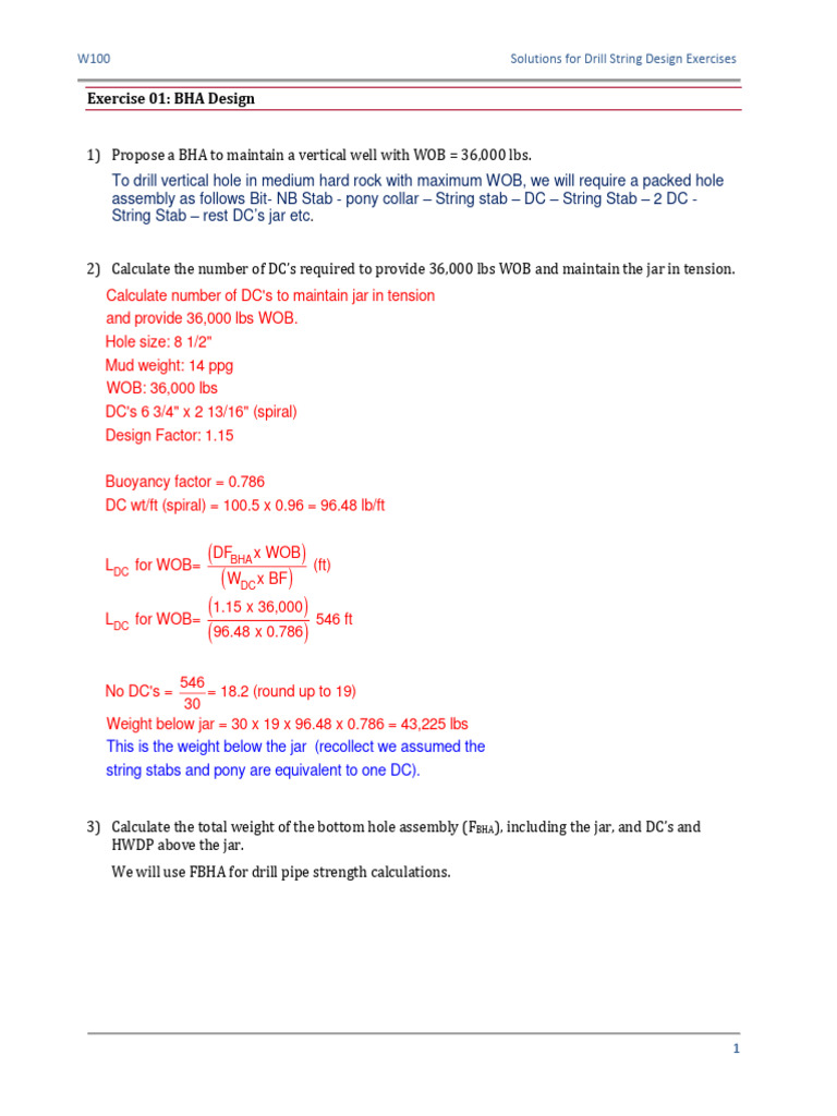 Exercise Solutions - 05 Drill String Design | PDF | Mechanical Engineering