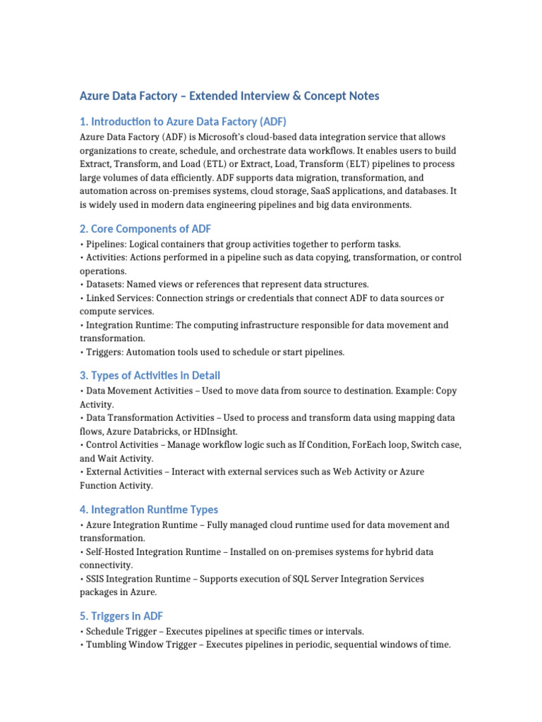 Azure Data Factory Extended Notes | PDF | Microsoft Azure | Cloud Computing