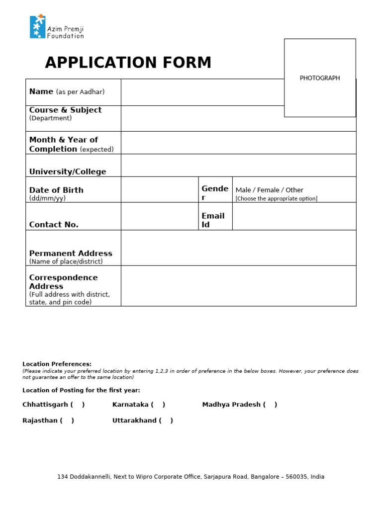 Associate Application Form | PDF