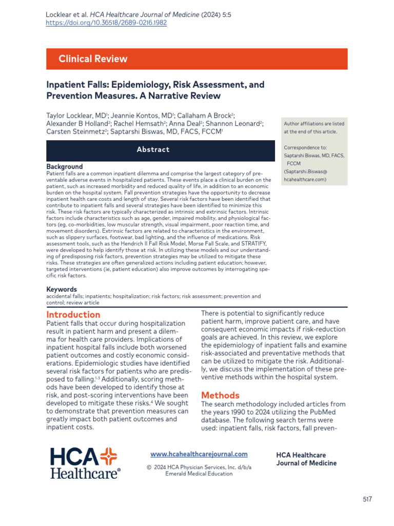 Inpatient Falls | PDF | Patient | Hospital