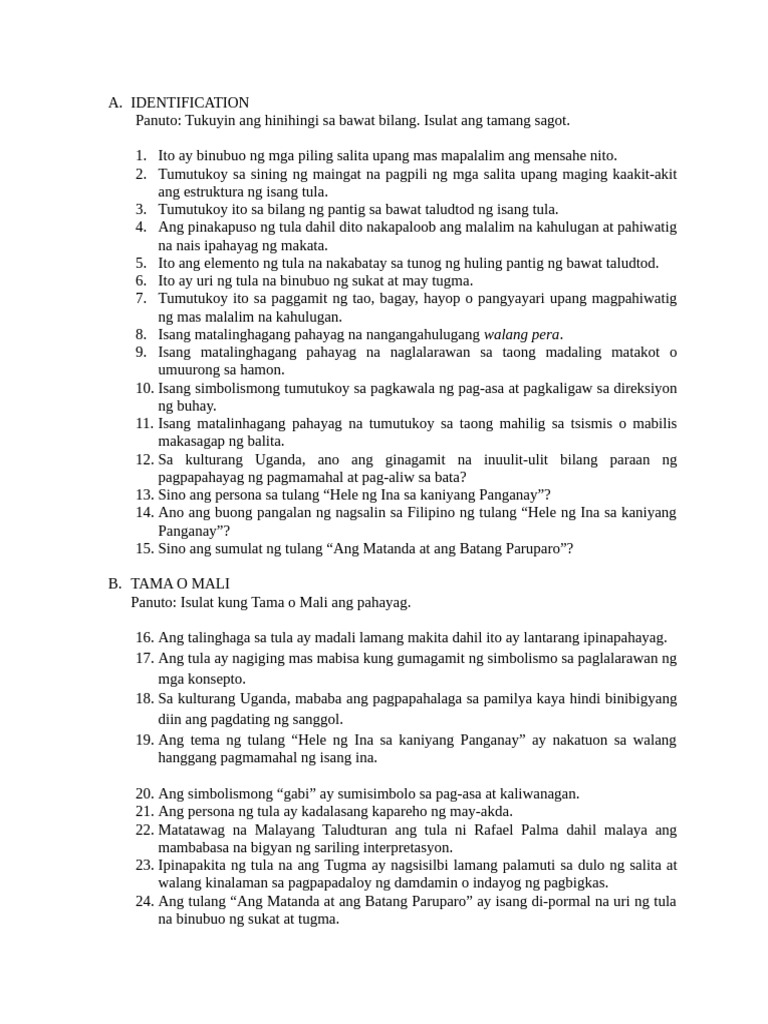 Pagtataya Sa Elemento at Hele | PDF