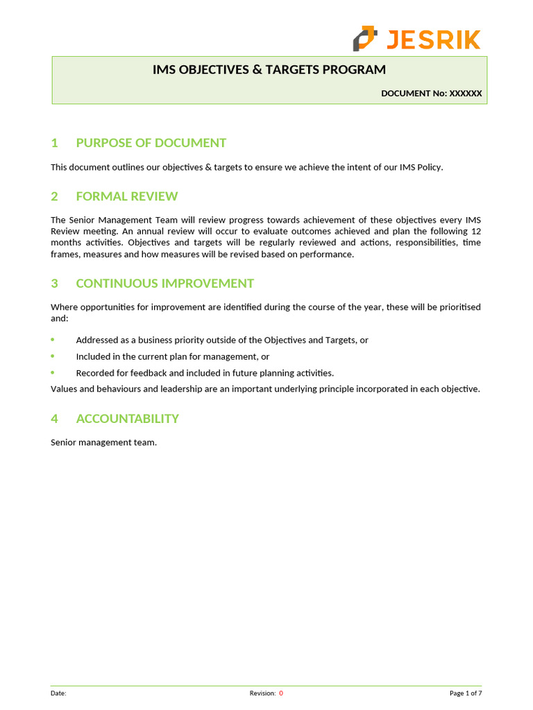 OHS Objectives Program | PDF | Business