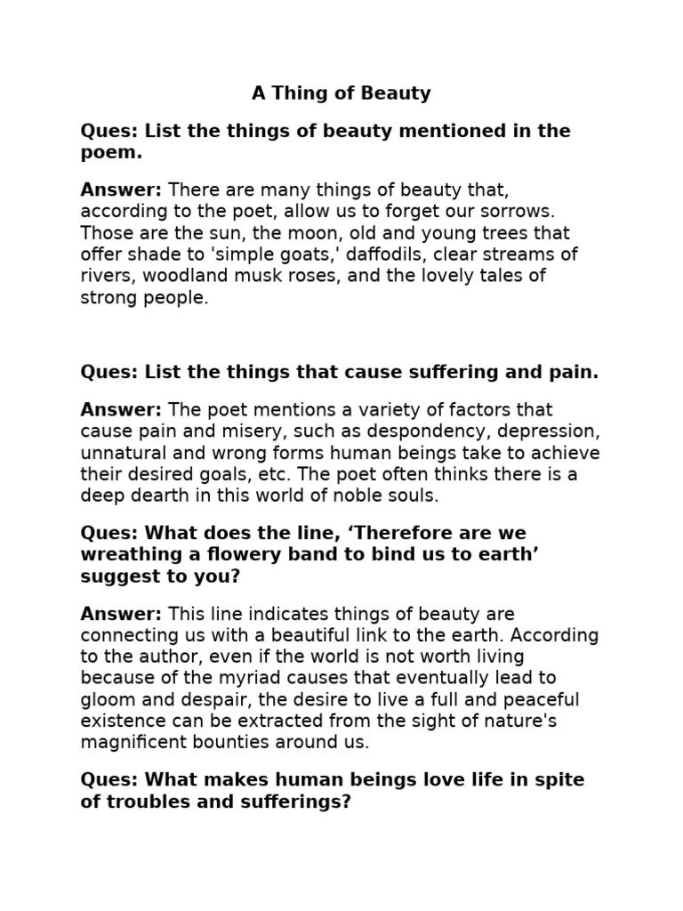A Thing of Beauty Notes | PDF