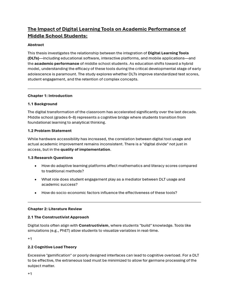 The Impact of Digital Learning Tools On Academic Performance of Middle ...