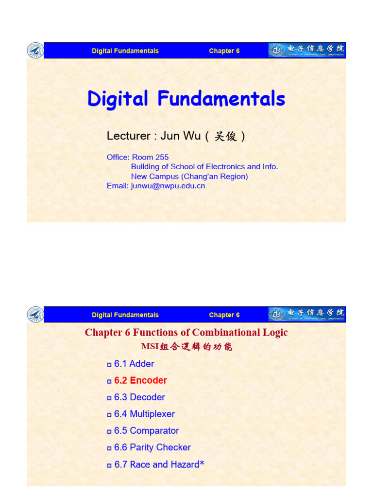 Chapter 6 Combinational Logic (2) - Encoder | PDF | Logic Gate | Bit