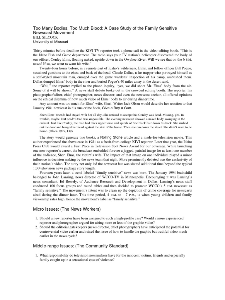 Too Many Bodies PDF News Broadcasting News