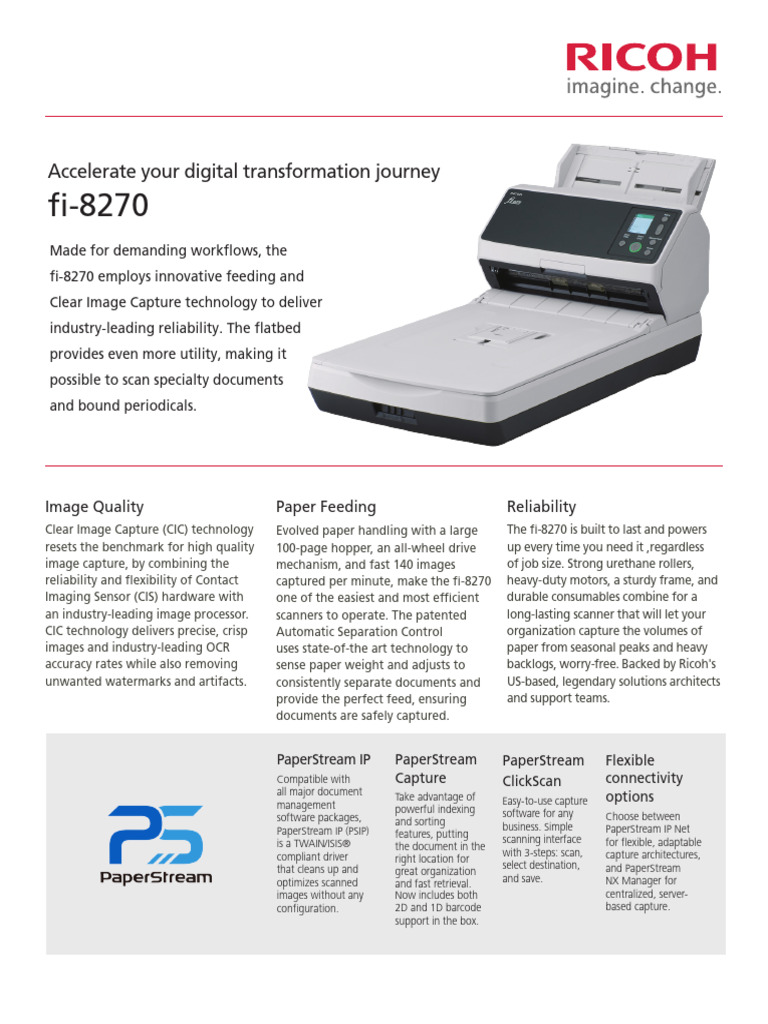 RICOH - Datasheet - Fi8270 | PDF | Image Scanner | Information And ...