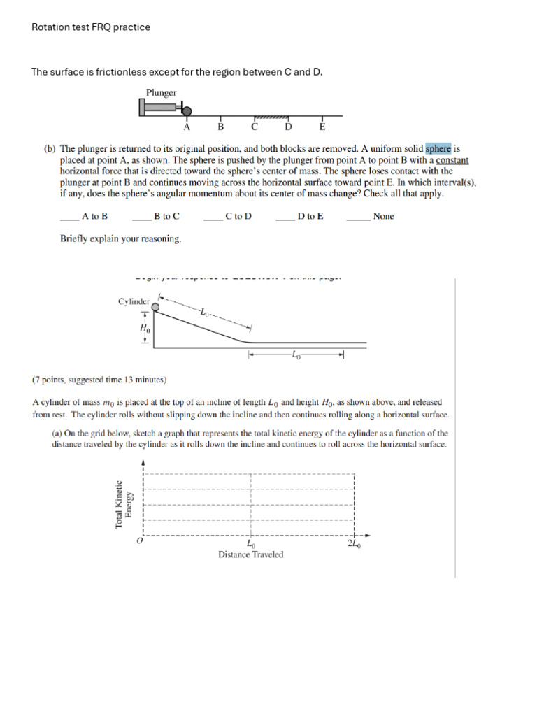 Rotation Test FRQ Practice | PDF