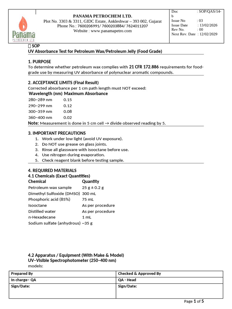 Sop - PNC (Pah) - PJ - 21 CFR 172.886 | PDF | Ultraviolet | Dimethyl ...