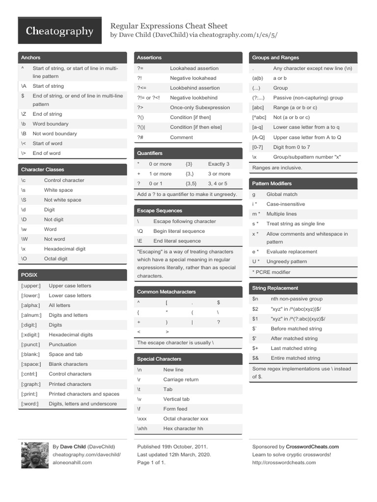 Davechild Regular Expressions - BW | PDF | Computer Programming | Text