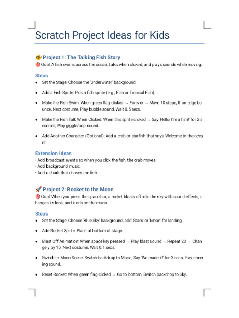 Scratch Project Ideas Set2 Phoenix | PDF
