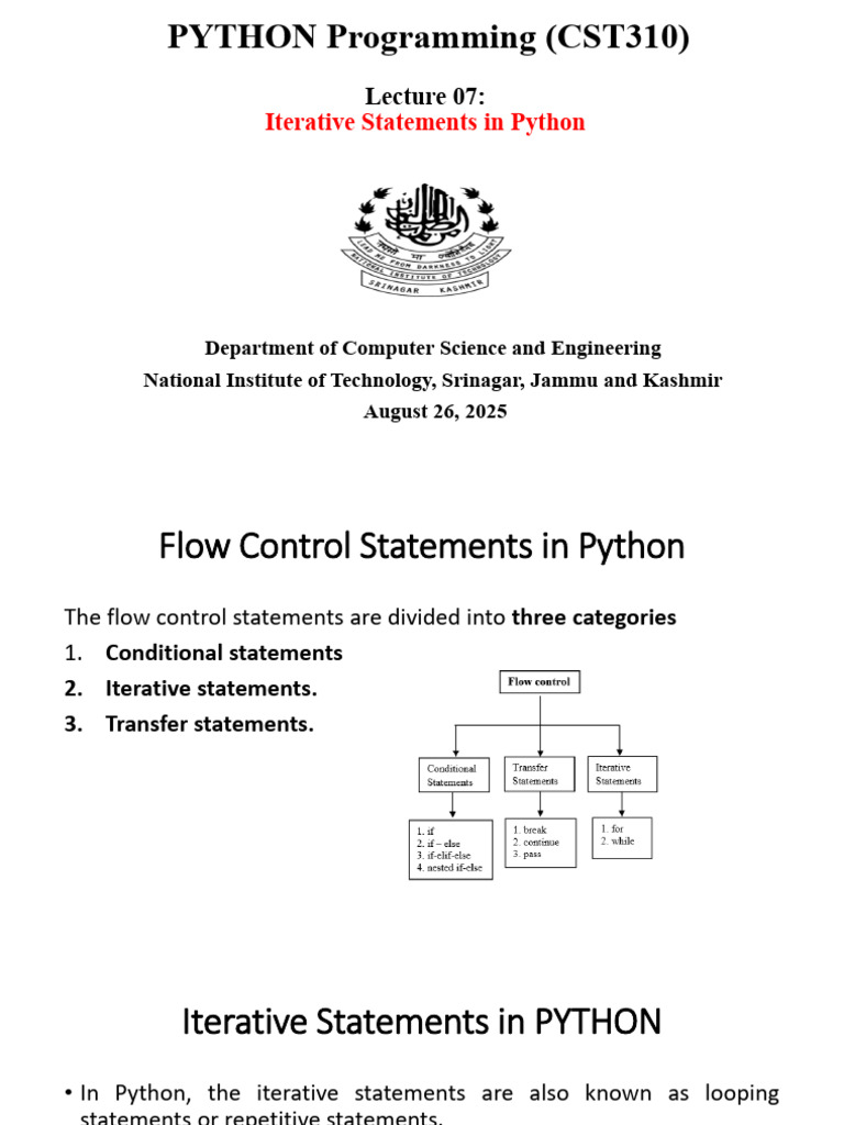 07 Lecture Iterative Statements | PDF | Control Flow | Python ...