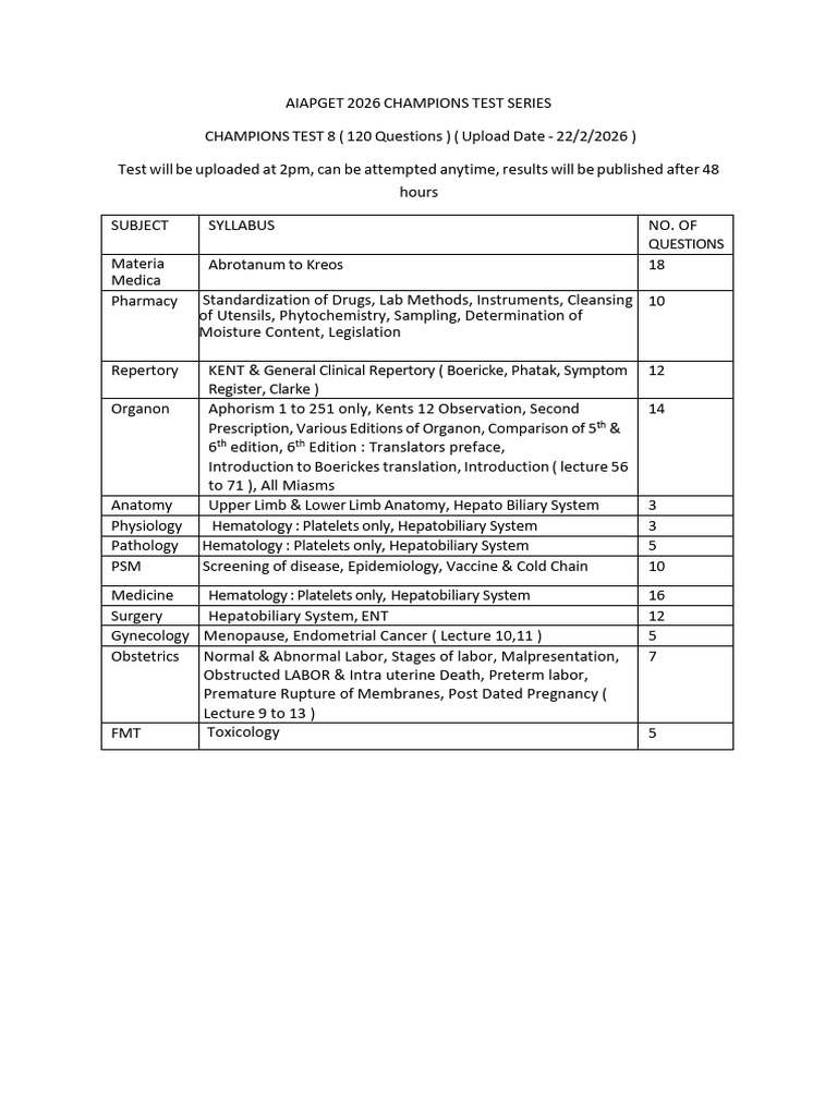 Champions Test 8 Syllabus - 78179382 - 2026 - 02 - 23 - 13 - 54 | PDF