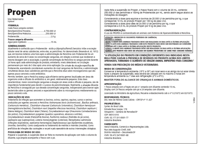 Bula Site Propen v4pdf 226955311 | PDF | Penicilina | Leite