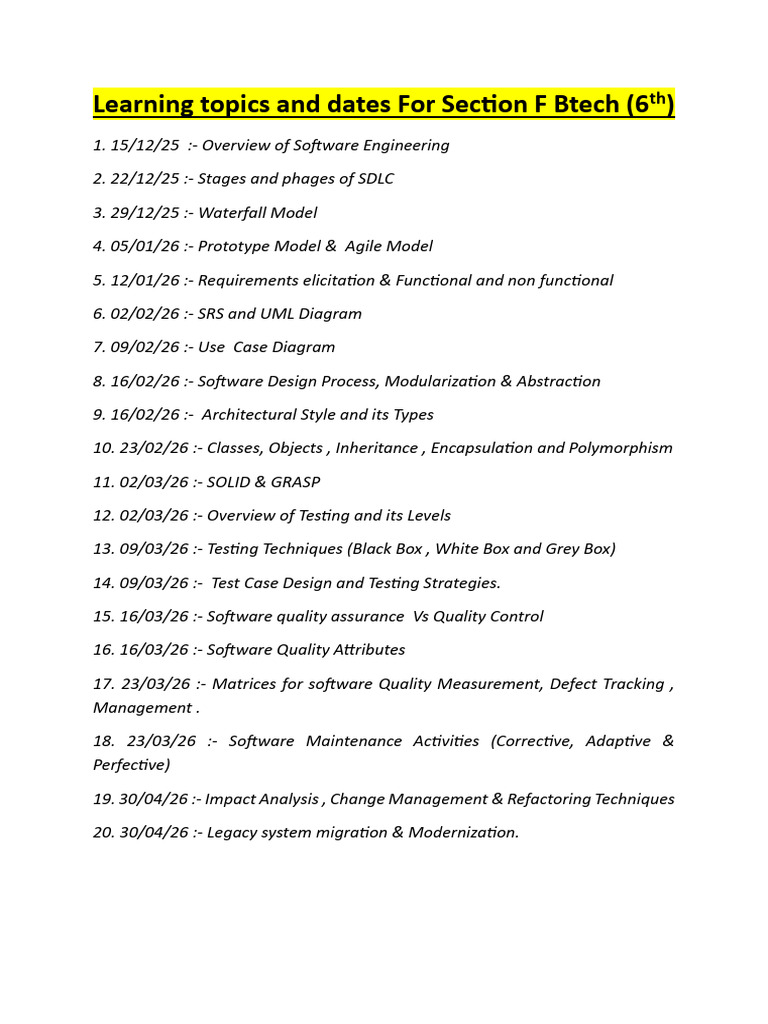 Learning Topics and Dates - SEc A | PDF | Abstraction (Computer Science ...