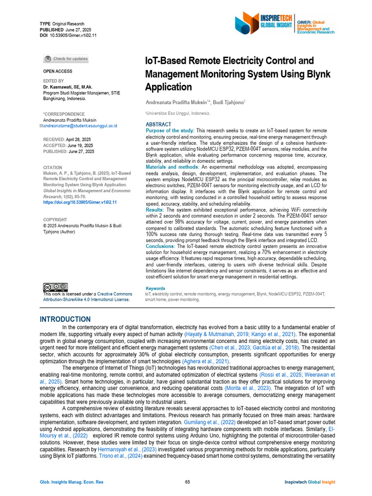 IoT-Based Remote Electricity Control and Managemen | PDF | Energy ...