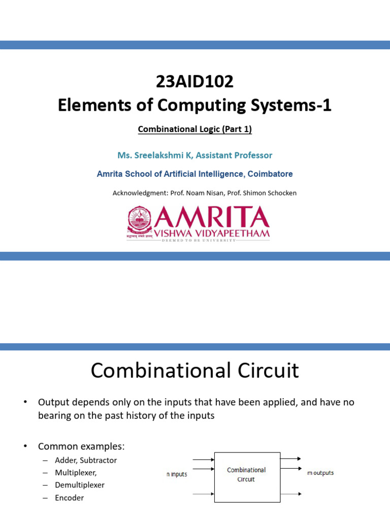 EoC-1 Lecture 9 Combinational Logic-Part1 | PDF | Electronic Design ...