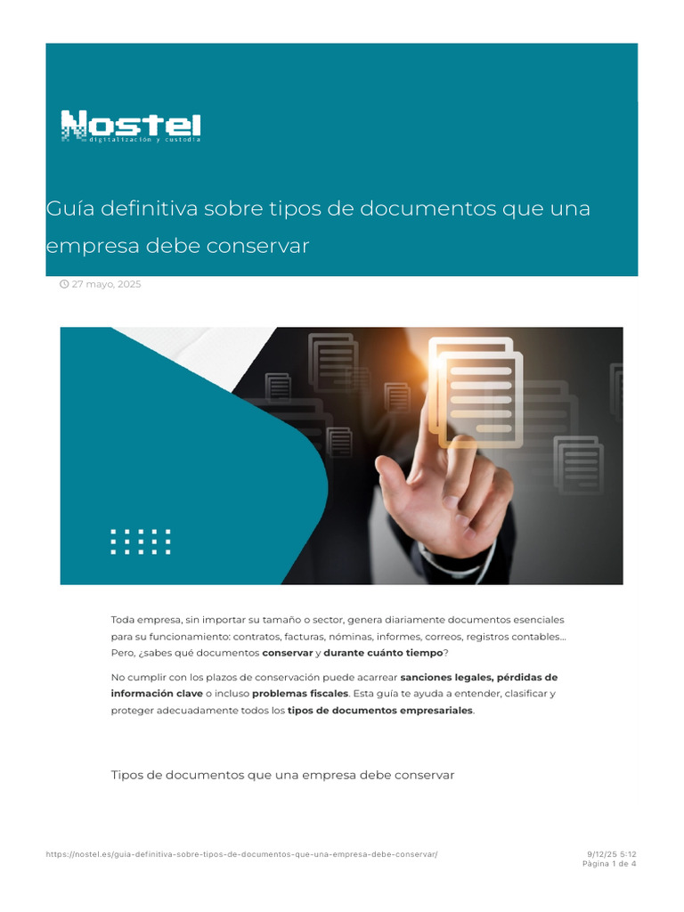 Guía Sobre Tipos de Documentos Que Una Empresa Debe Conservar | PDF ...
