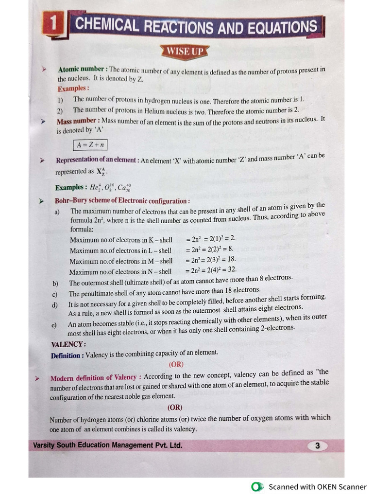 ,class X Cbse Chemistry L1 Chemical Reactions and Equations Cnotes | PDF