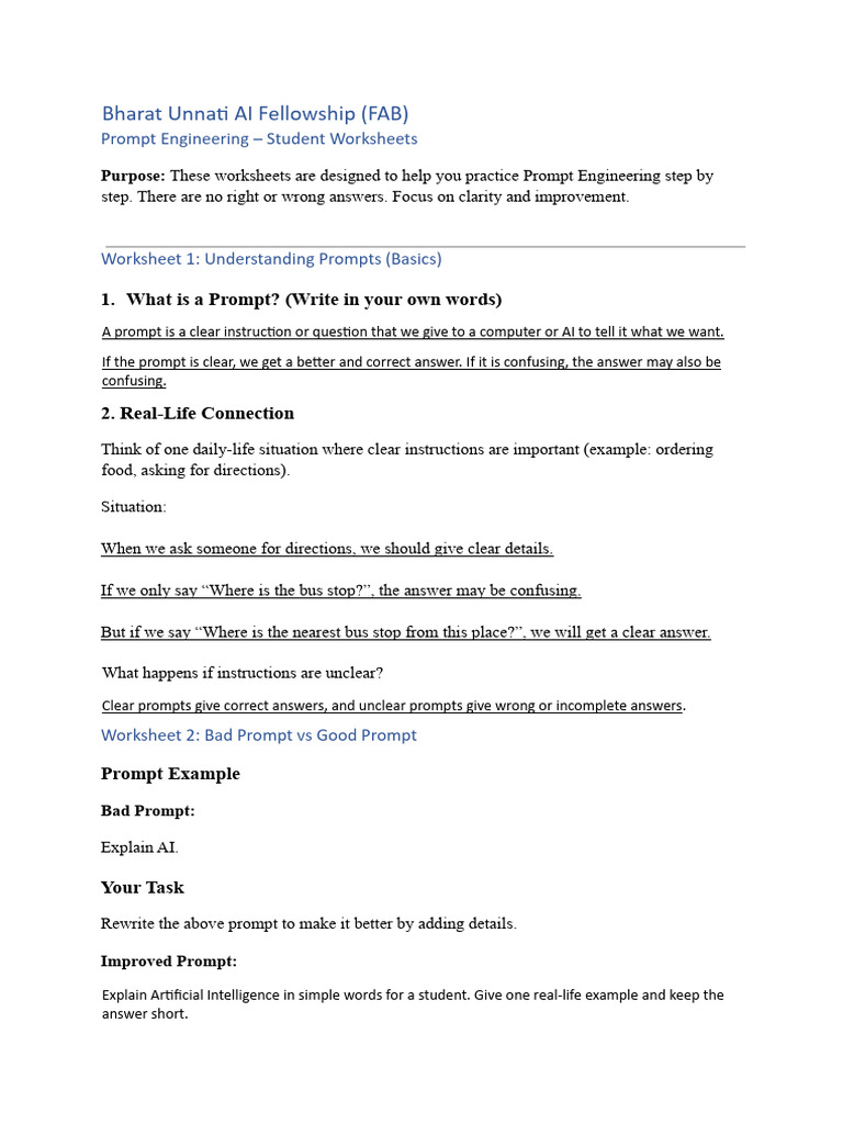 Assignment - !prompt Engieering Workbook 1 Answers | PDF | Artificial ...